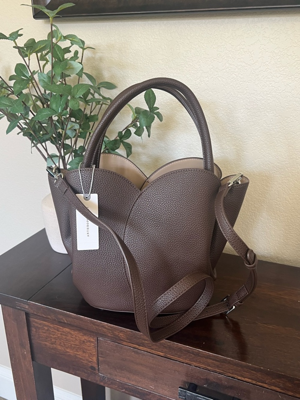 Anthropologie Melie Bianco Tulip-Top Handle Crossbody Tote